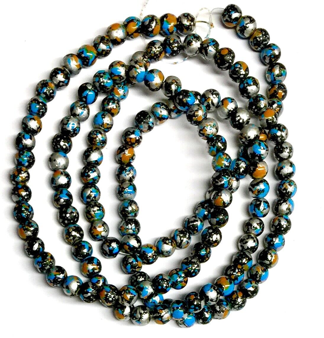 1x Strand 130pcs Round 6mm Multicoloured Glass Beads for Jewellery Making