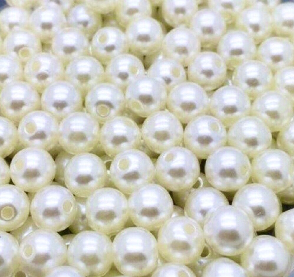50x Ivory Faux Pearl 11mm Acrylic Beads