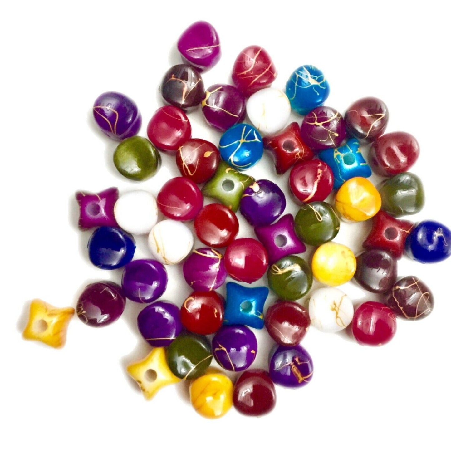 50x Mix Coloured 9mm Special Shaped Beads - Pick Your Style