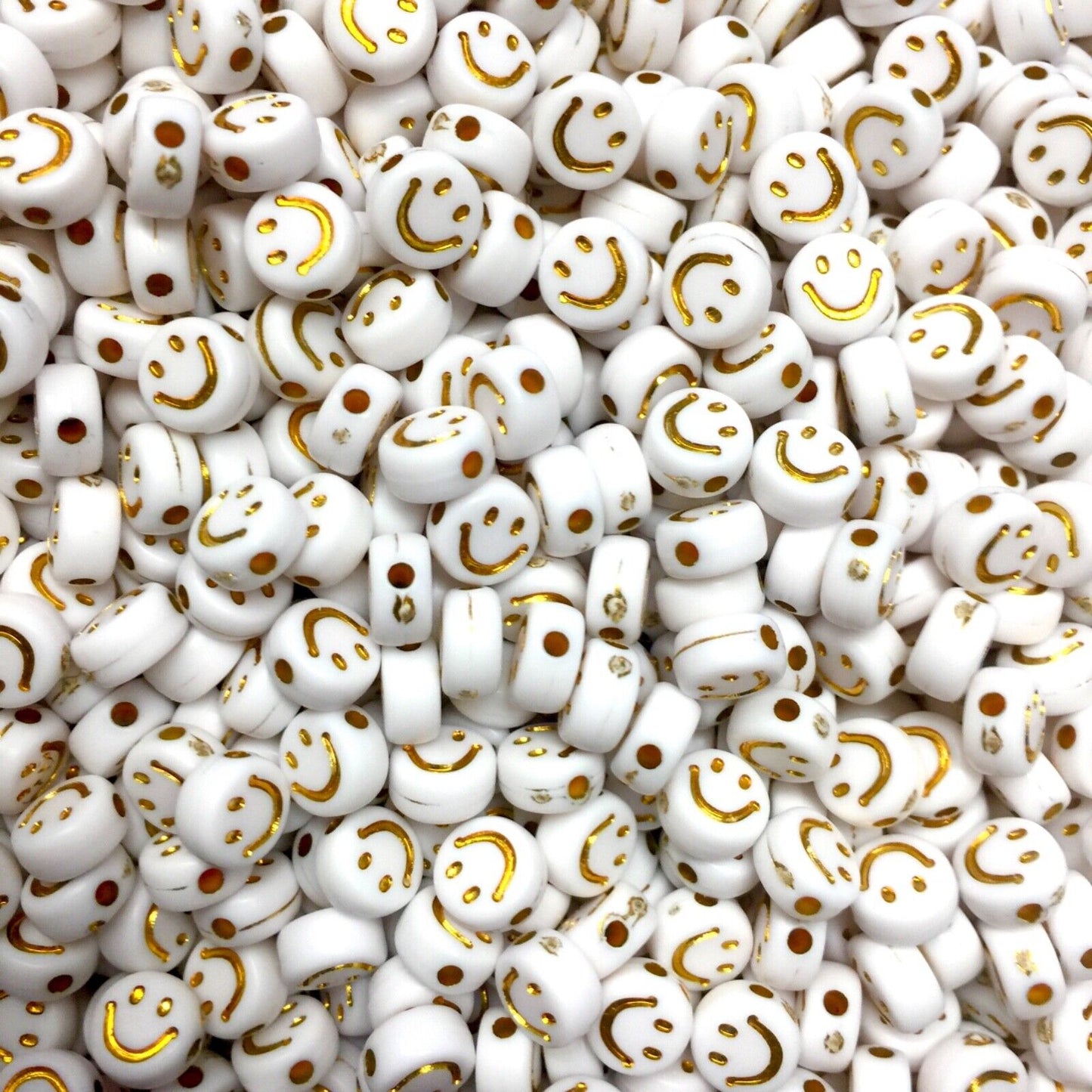 100x Smiling 7mm Acrylic Beads for Jewellery Making - Pick Your Colour