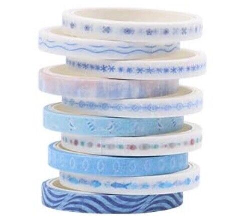 10x Roll Multi Colour 2 Meters per Roll 3mm Patterned Washi Tape
