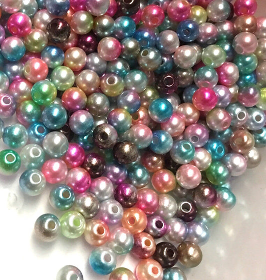 150x  6mm Rainbow Mermaid Faux Pearl Beads for Jewellery Craft Making