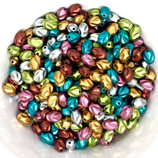 100x Spherical 10mmx5mm Fancy Metallic Acrylic Beads for Jewellery Making