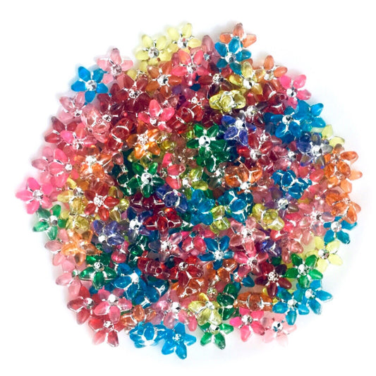200x Mix Coloured 10MM Star Diamanté  Beads - Pick Your Style