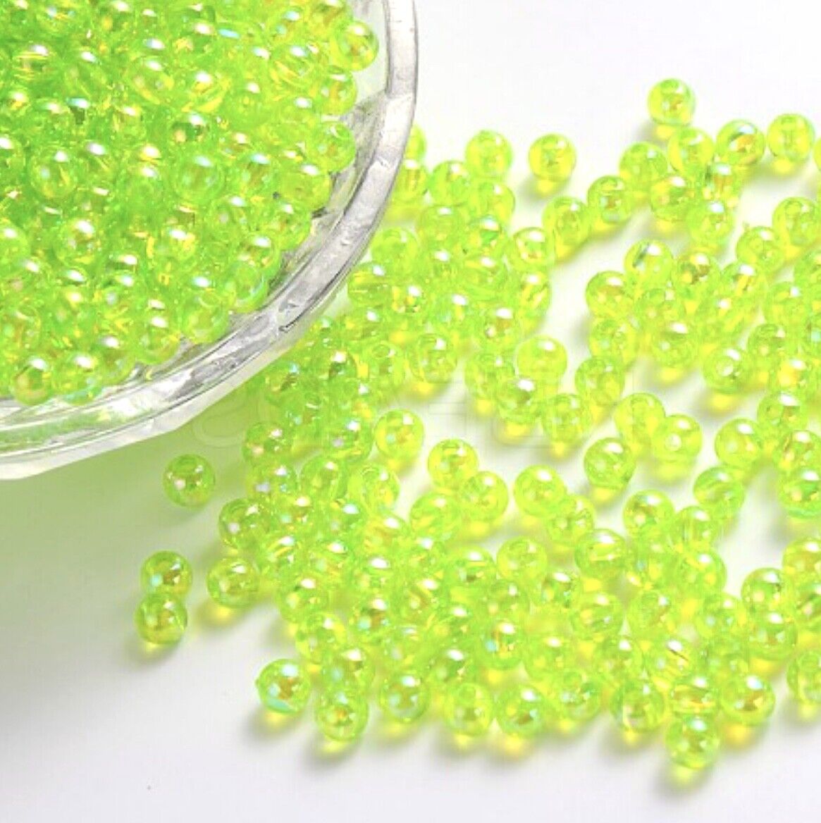 1000 pcs Small Acrylic 4mm Spacer Beads - Choose Iridescent, Pearl or Opaque