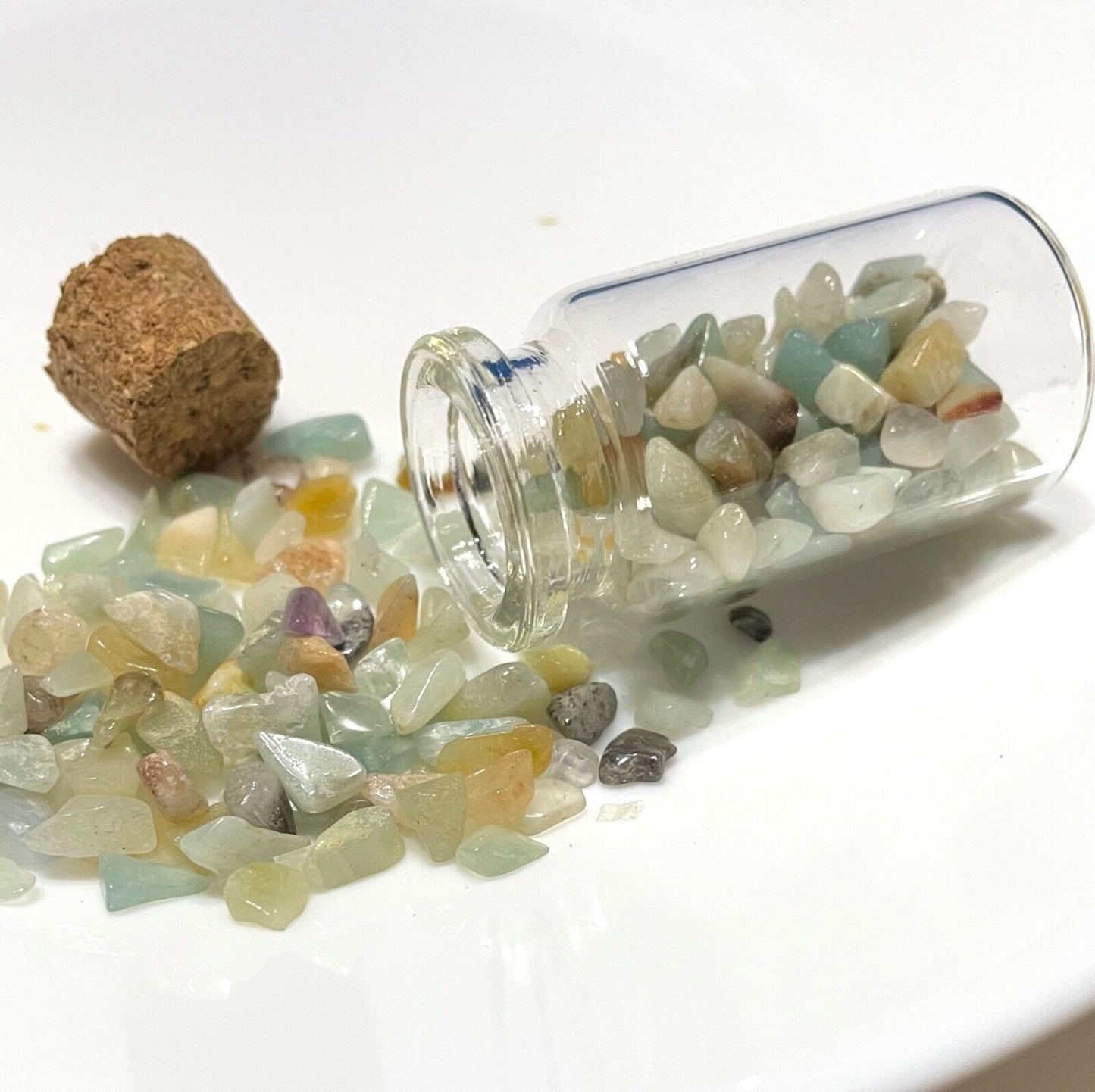 1x Wishing Bottle with Natural Stone Gemstone Chakra Crystal Chips Nuggets