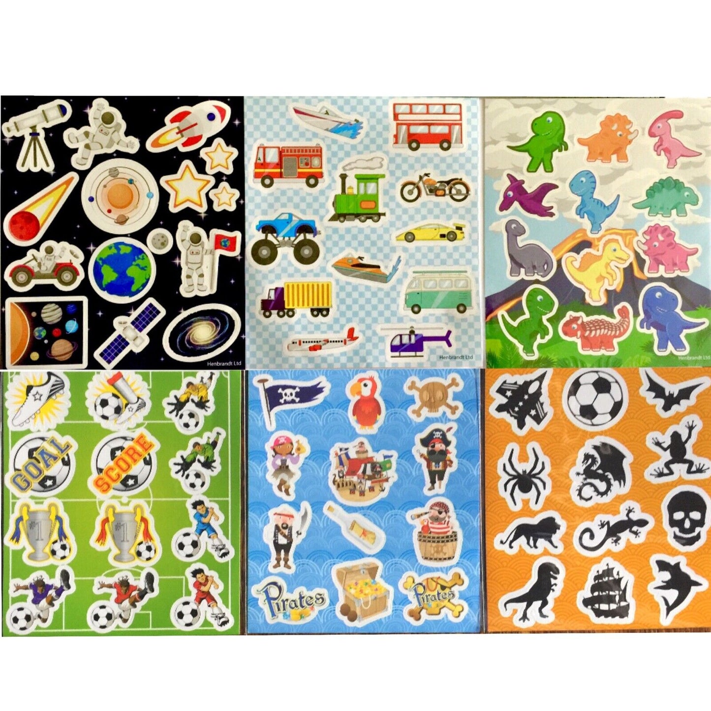 6x Sheets Cute Cartoon Stickers for Craft and Party Favours