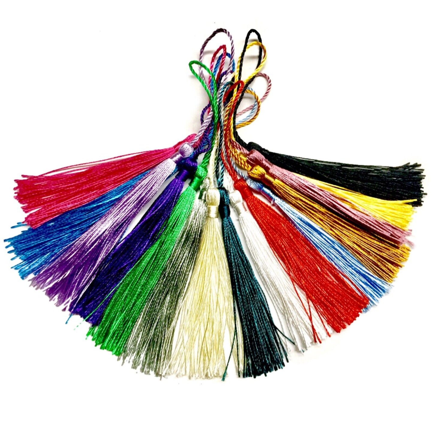 10x Satin Feel Colourful 13cm Tassels for Jewellery or Craft Making