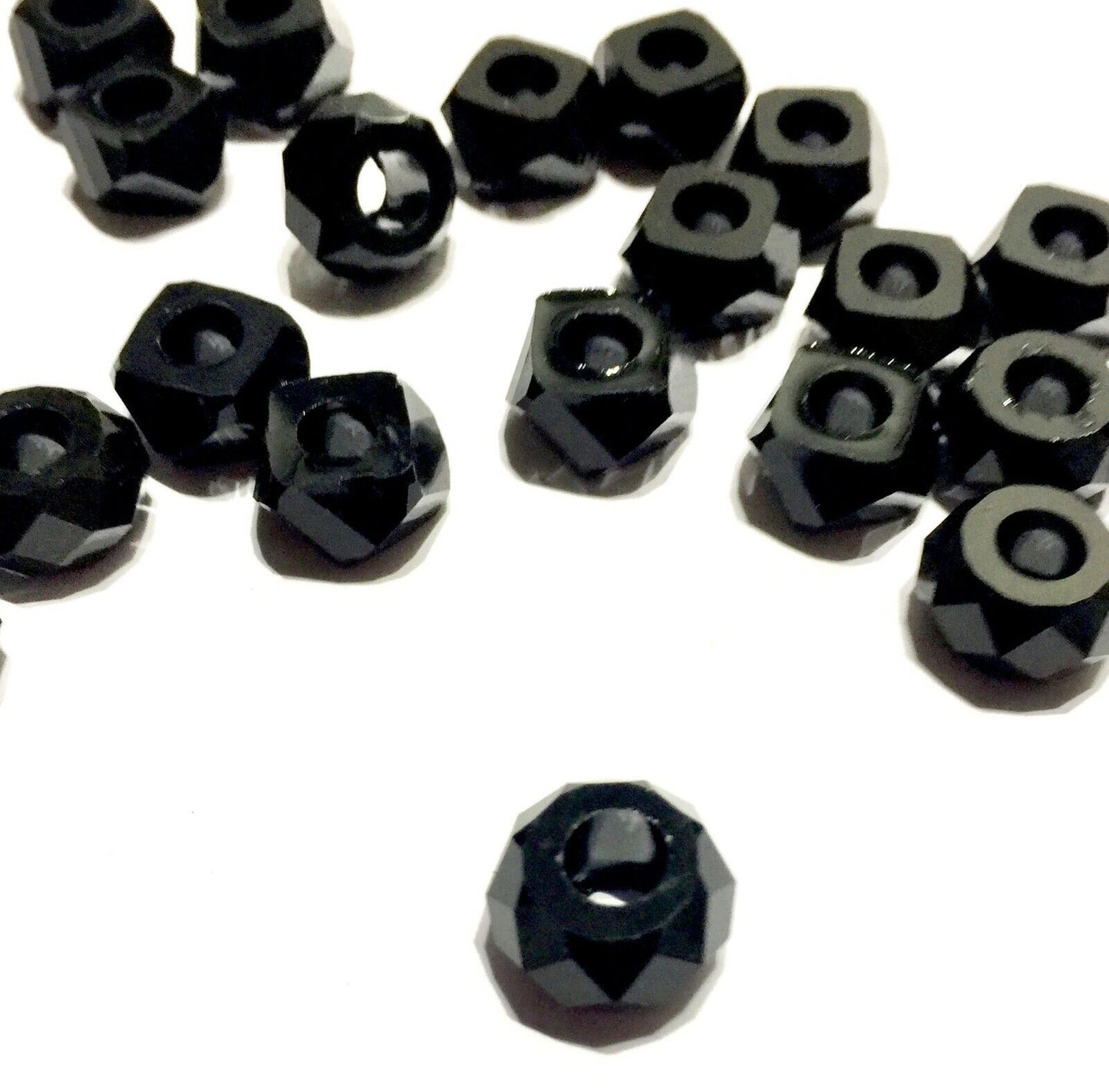 25x Large Hole Faceted 8MMx13mm Acrylic Beads for Jewellery Making