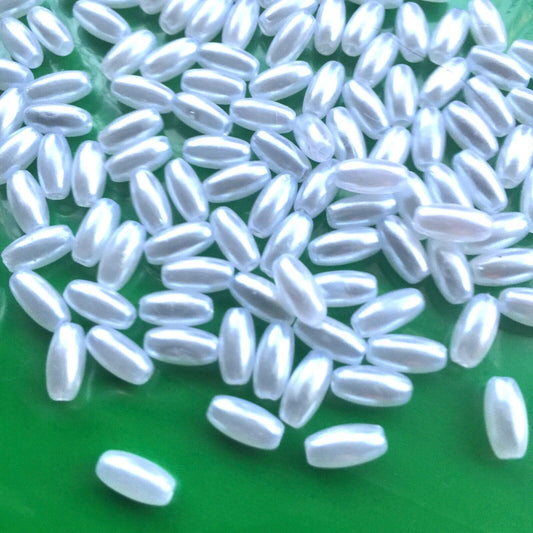 200pcs Rice Pearl 8mmx4mm Acrylic Beads for Jewellery and Sewing Craft