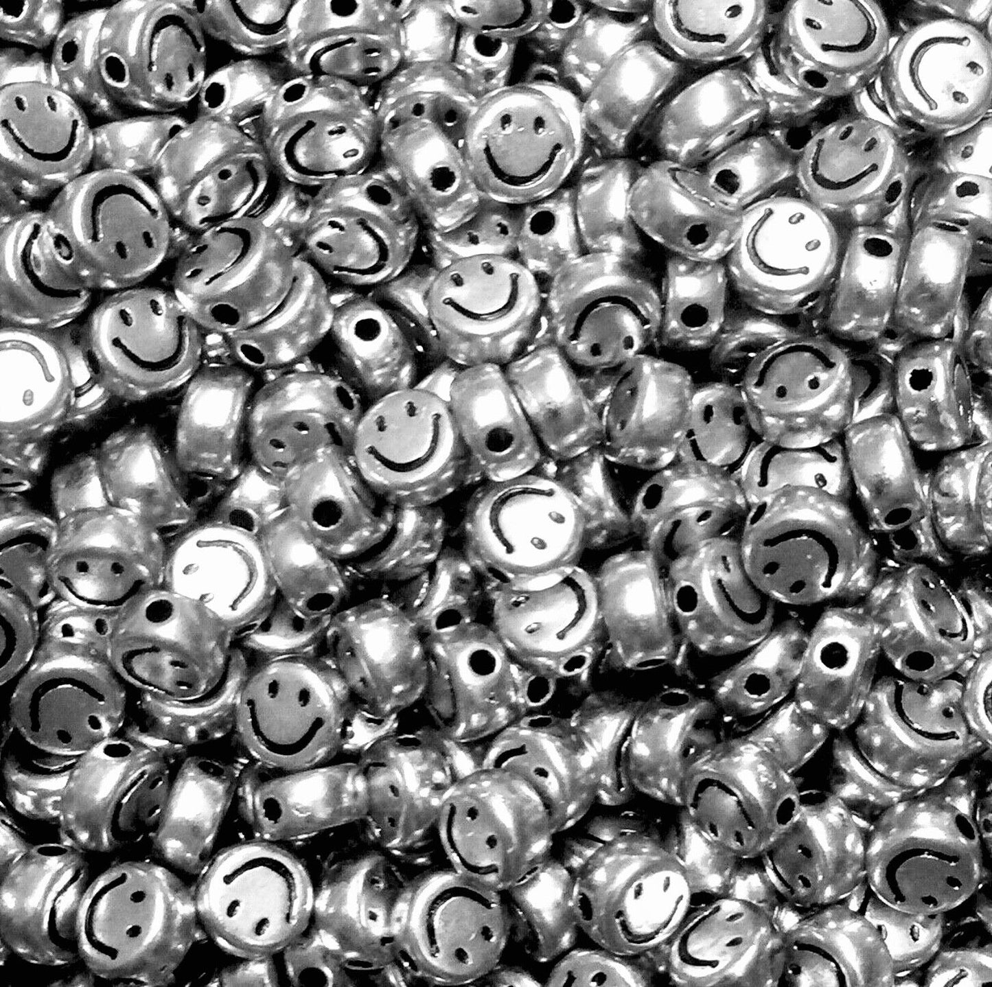 100x Smiling 7mm Acrylic Beads for Jewellery Making - Pick Your Colour