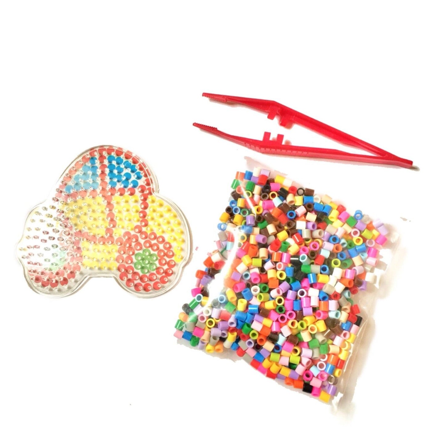 1x Set Mix Design Perler Peg Boards + 500x Multi Colour 5mm Iron On Fuse Beads A