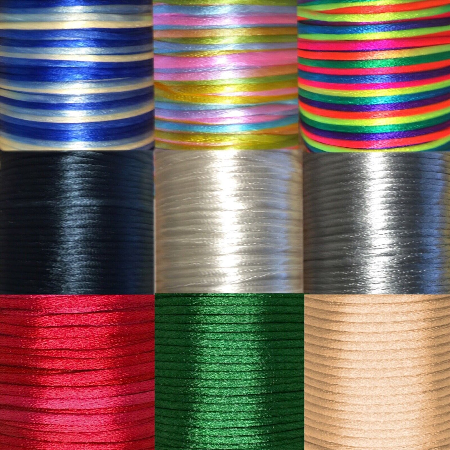 10 Yards Macrame 2mm Shamballa Braided Polyester Nylon Cord - Pick your colour