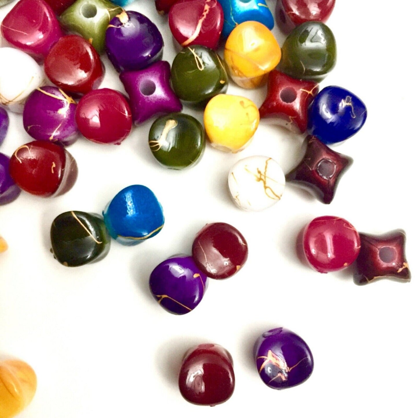 50x Mix Coloured 9mm Special Shaped Beads - Pick Your Style