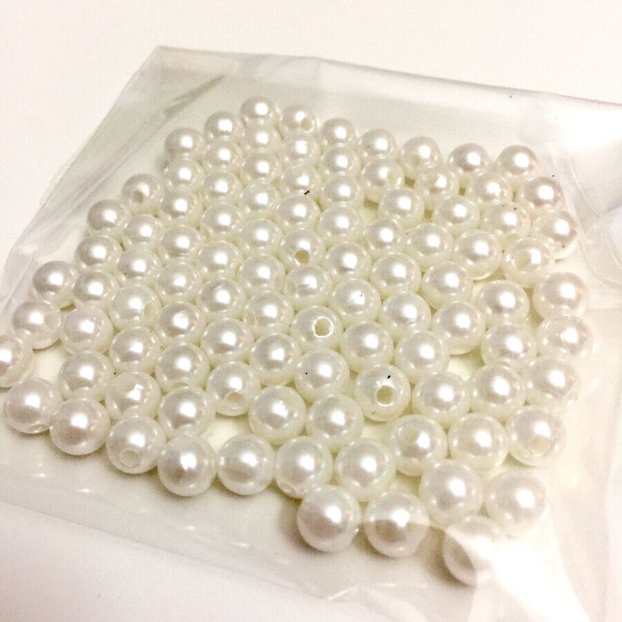 100x Acrylic 8mm Faux Pearl Beads - Choose Your Colour