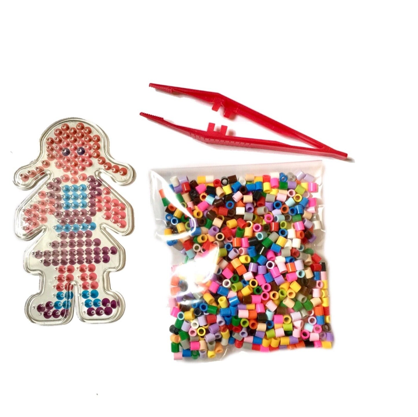 1x Set Mix Design Perler Peg Boards + 500x Multi Colour 5mm Iron On Fuse Beads A