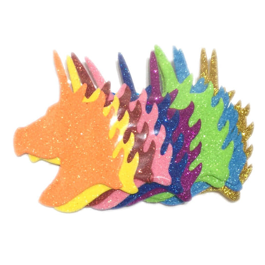 12x Multicolour Foam or Felt Shapes - Unicorn, Butterfly, Heart or Flowers