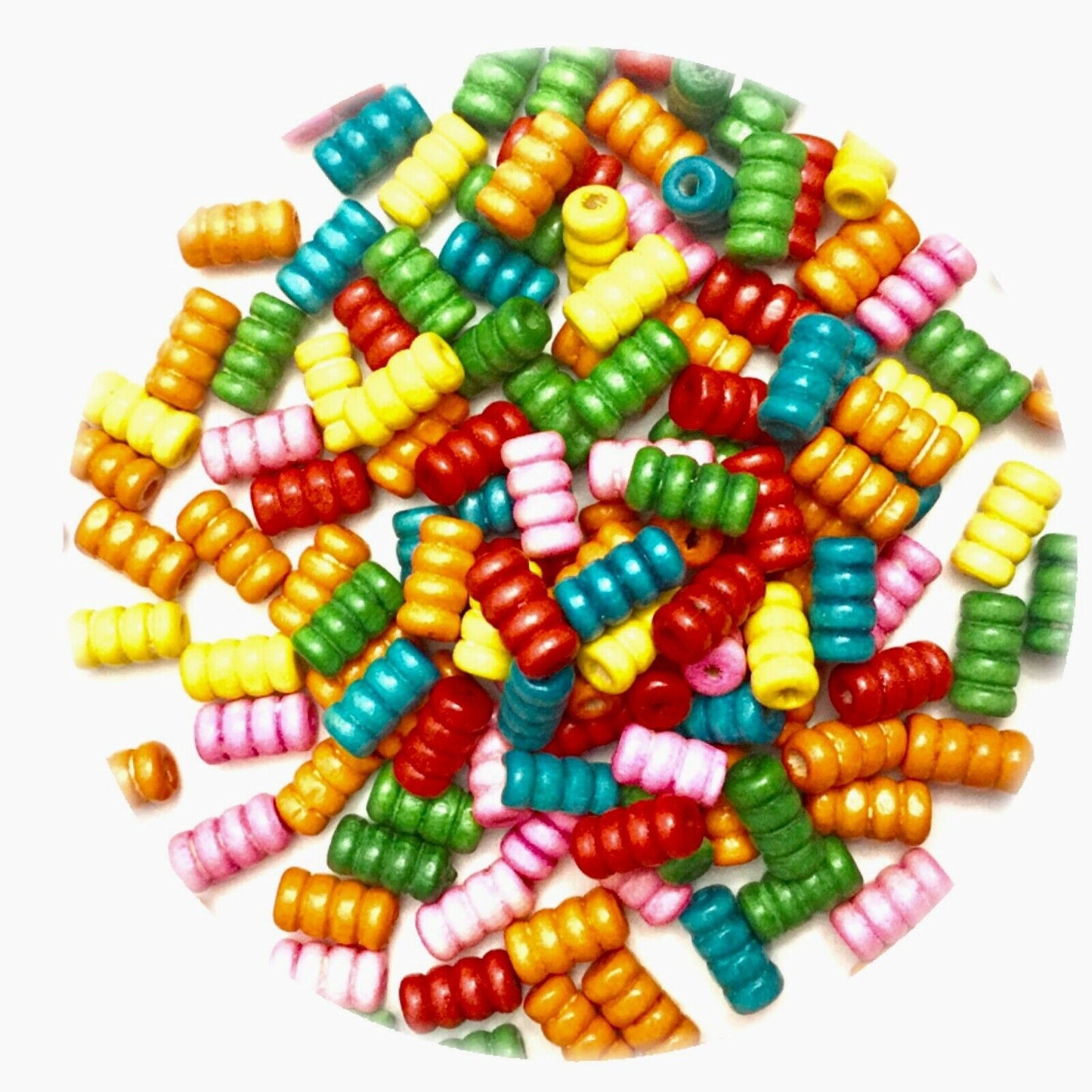 100x Curvy Spiralled Wooden Tube Beads 12x7mm