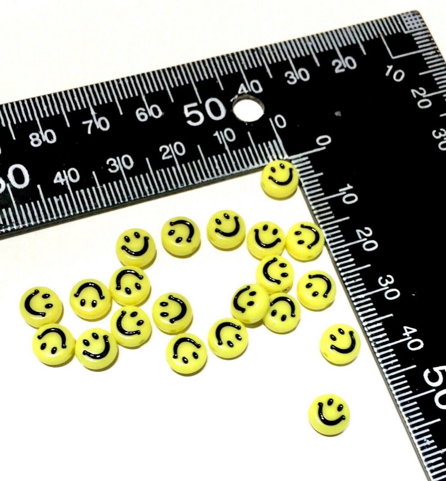 100x Smiling 7mm Acrylic Beads for Jewellery Making - Pick Your Colour