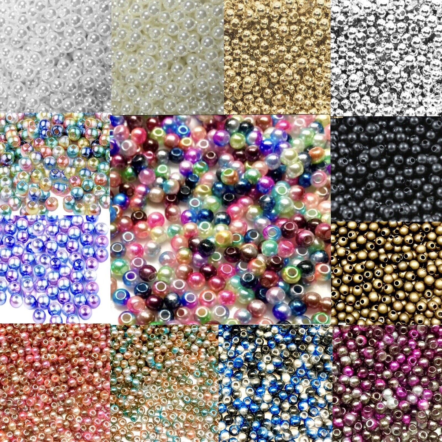 1000x Tiny 3mm Acrylic Faux Pearl Beads for Jewellery Making - Pick Your Colour