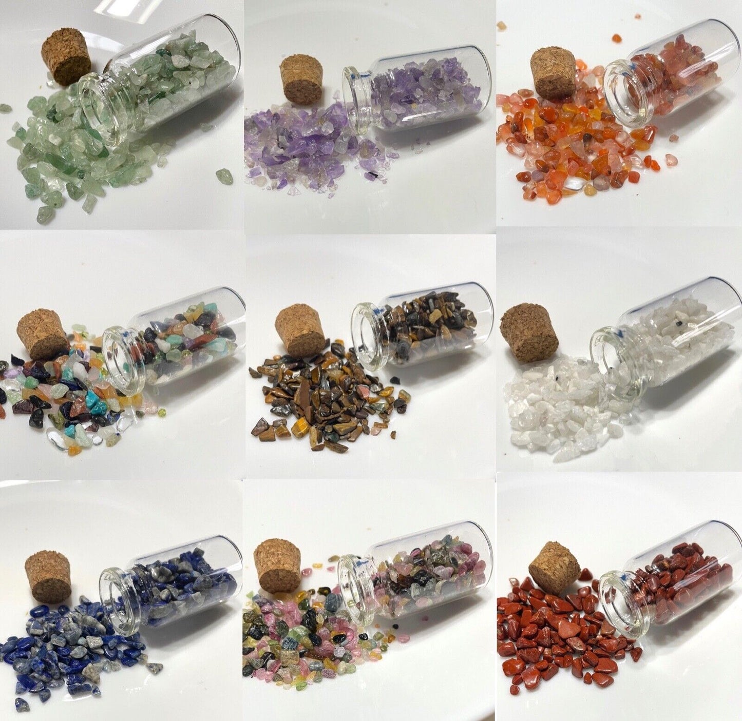 1x Wishing Bottle with Natural Stone Gemstone Chakra Crystal Chips Nuggets