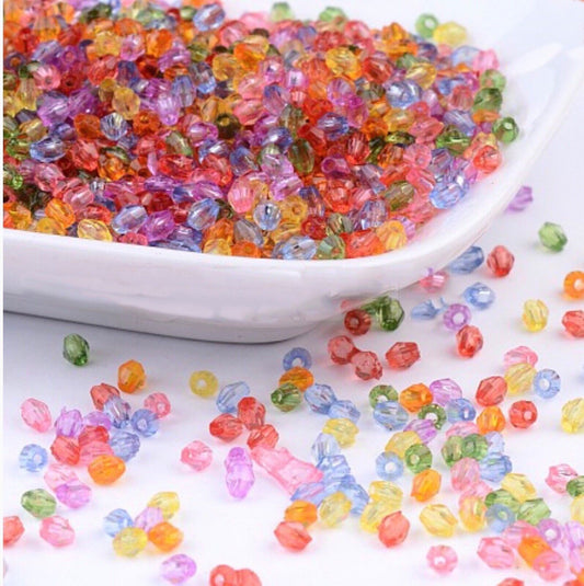 1000x Tiny Mini 3mm Acrylic Bicone Beads for Jewellery Making - Pick Your Colour