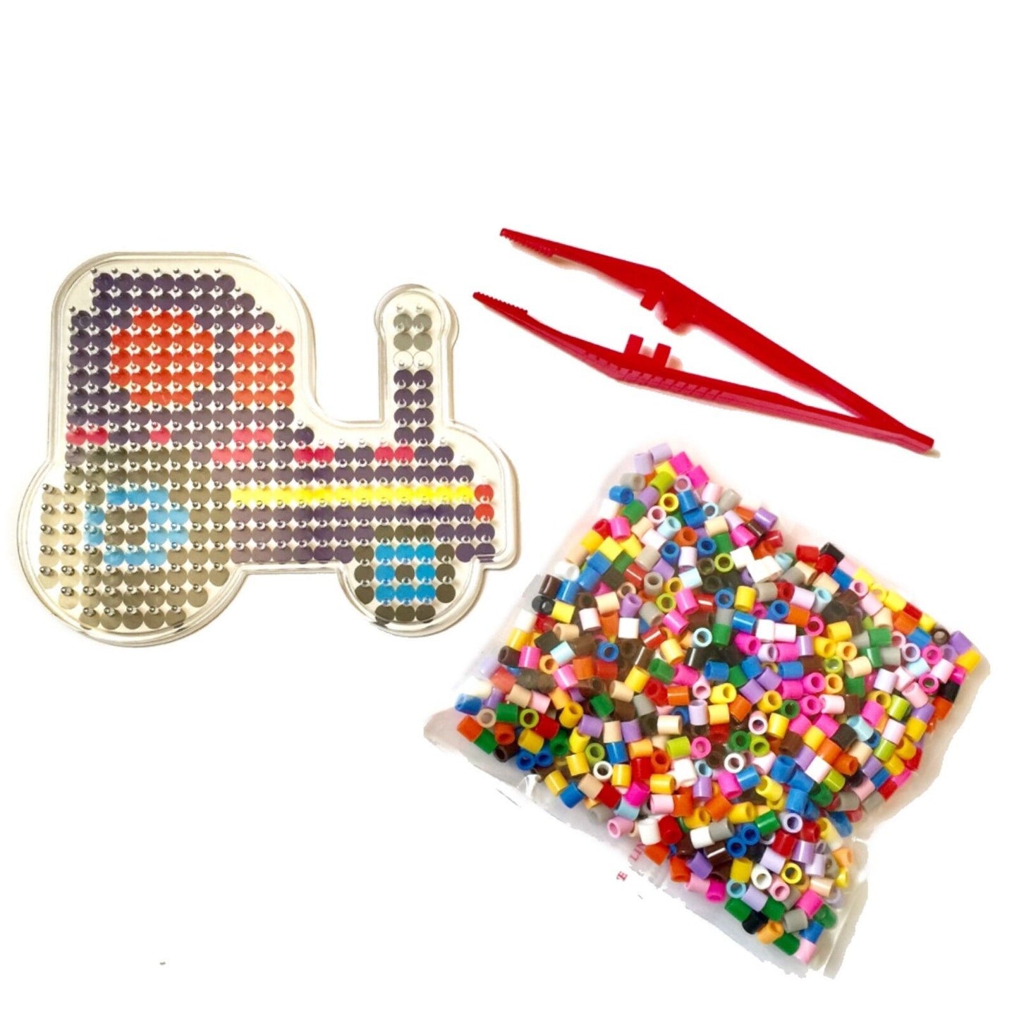 1x Set Mix Design Perler Peg Boards + 500x Multi Colour 5mm Iron On Fuse Beads A