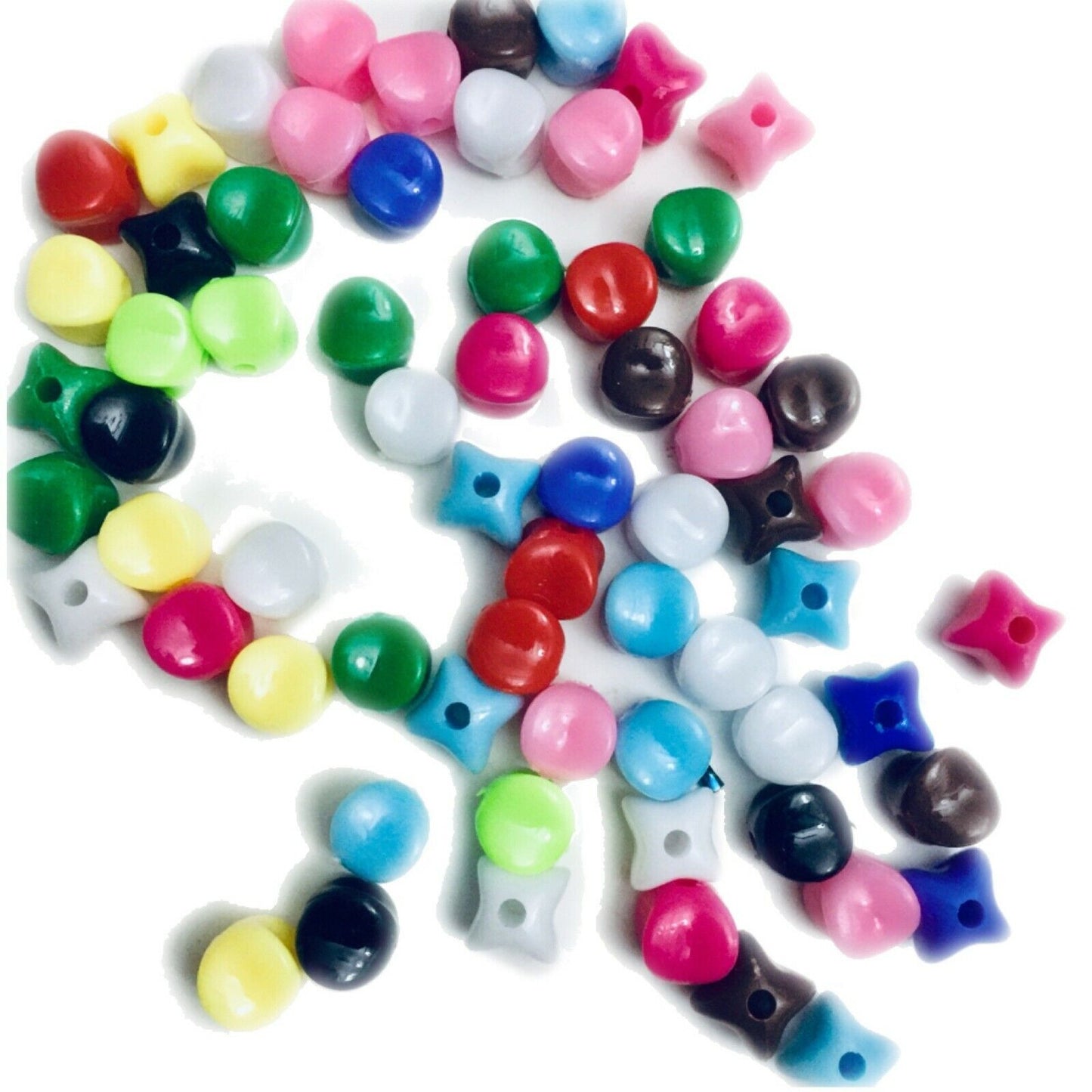 50x Mix Coloured 9mm Special Shaped Beads - Pick Your Style