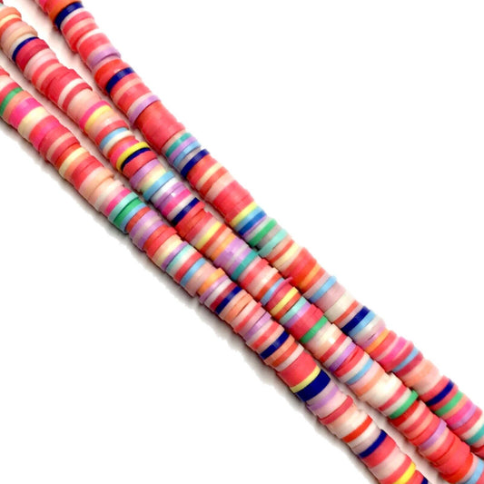 1x Strand Handmade Polymer Clay 6mm Flat Disc Beads (320-400pcs/strand)