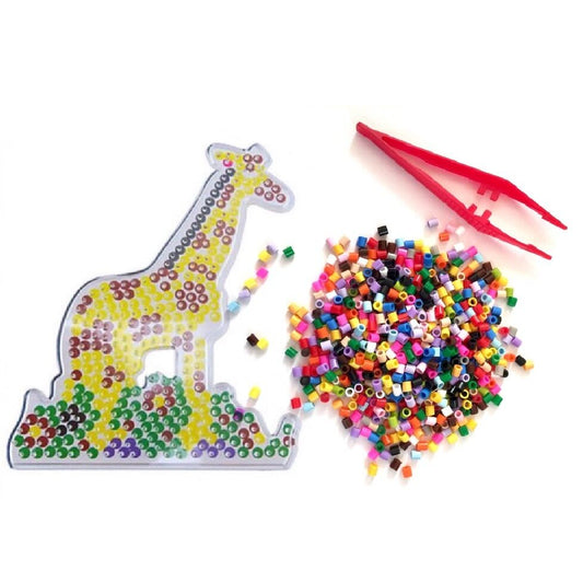 1x Set Mix Design Perler Peg Boards + 500x Multi Colour 5mm Iron On Fuse Beads B