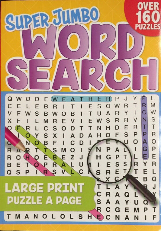 1x Super Jumbo Large Print 192 Puzzle pages Word Search