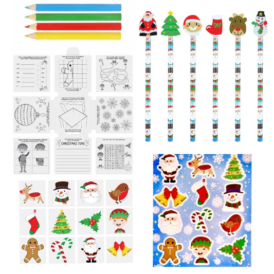 Pack of Christmas Stockings Fillers Party Bag Favours Kids Toys Activity Pack