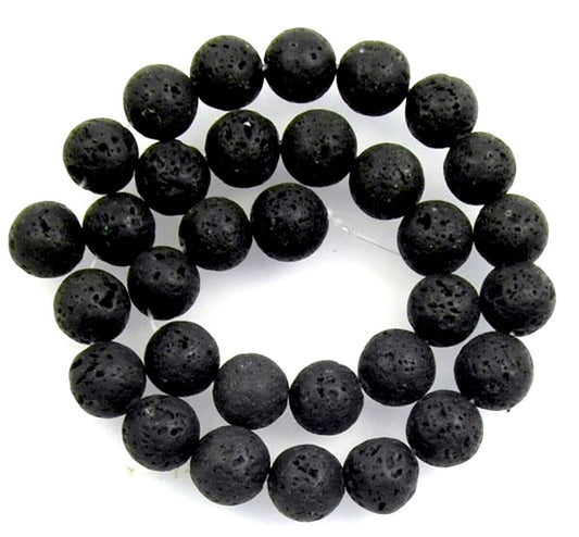 1x Strand Semi Precious Volcanic Black Lava Beads for Jewelry Craft