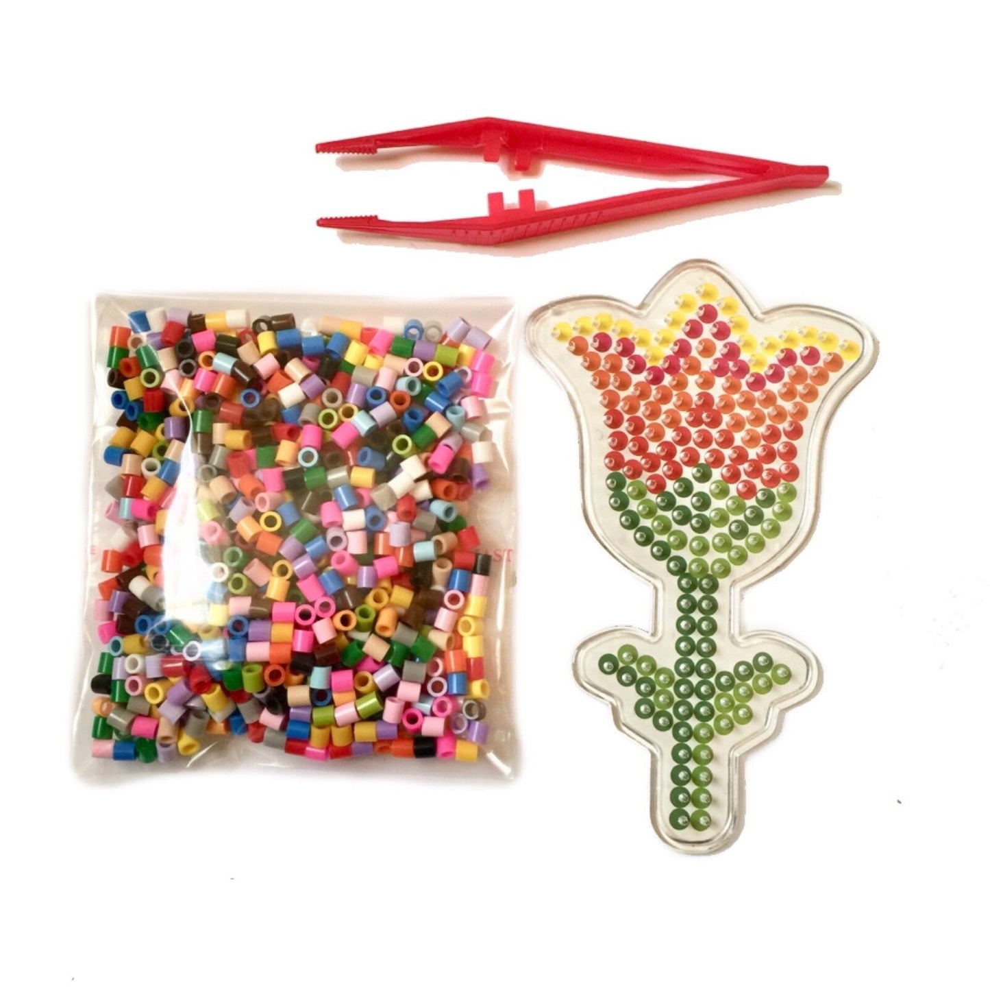 1x Set Mix Design Perler Peg Boards + 500x Multi Colour 5mm Iron On Fuse Beads A