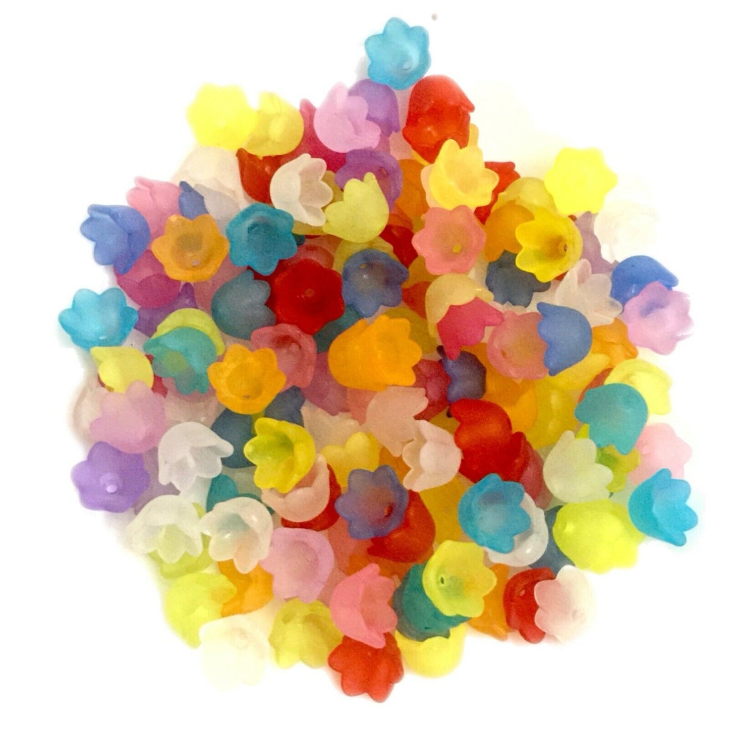 100x Frosted Acrylic Flower Bead Caps 6mm or 8mm - Choose Your Design