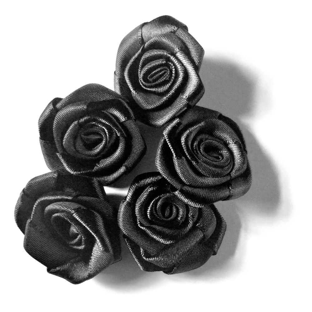 10x Handmade Large 25mm Satin Rose Flower Ribbon Applique -Pick Your Colour