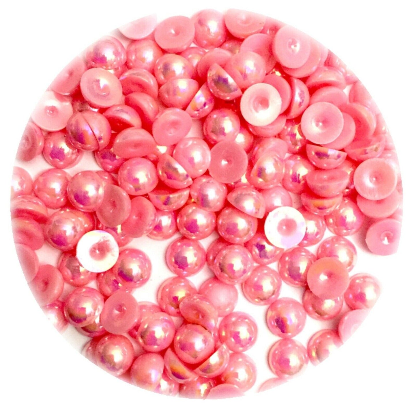 100x Half Pearl 10mm Flat-back Resin Beads - Choose Your Colour