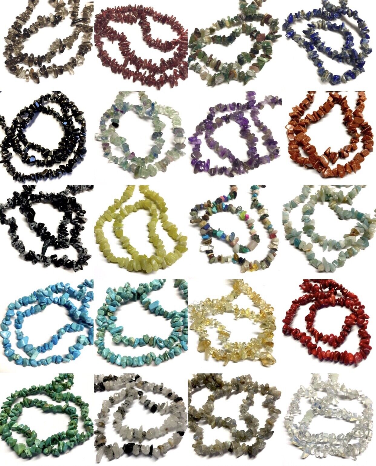 1x Strand 35cm Long Natural Stone Gemstone Chakra Crystal Chips Nugget with Hole