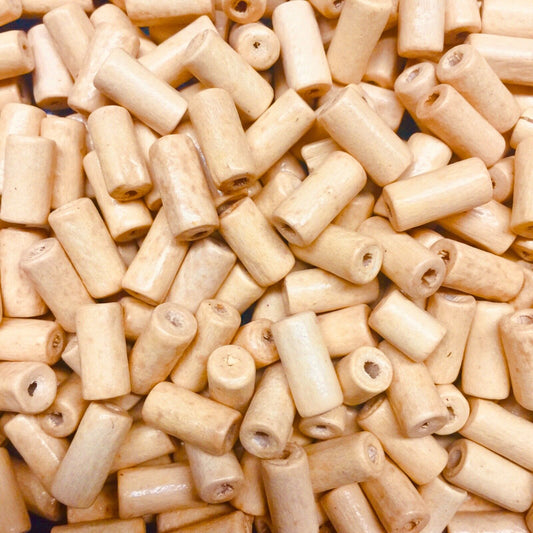 100x Wooden 12mmx5mm Tube Beads - Choose Your Colour