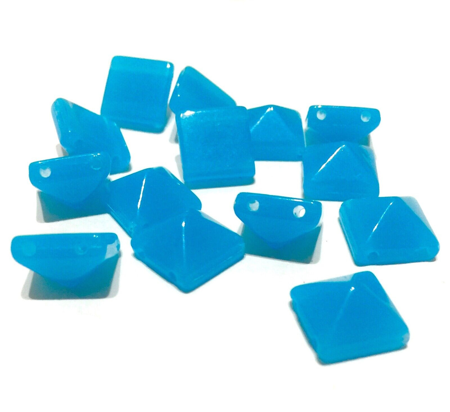 100x Pyramid 10x10mm 2 Hole Flat Back Acrylic Beads for Crafting -Pick Ur Colour