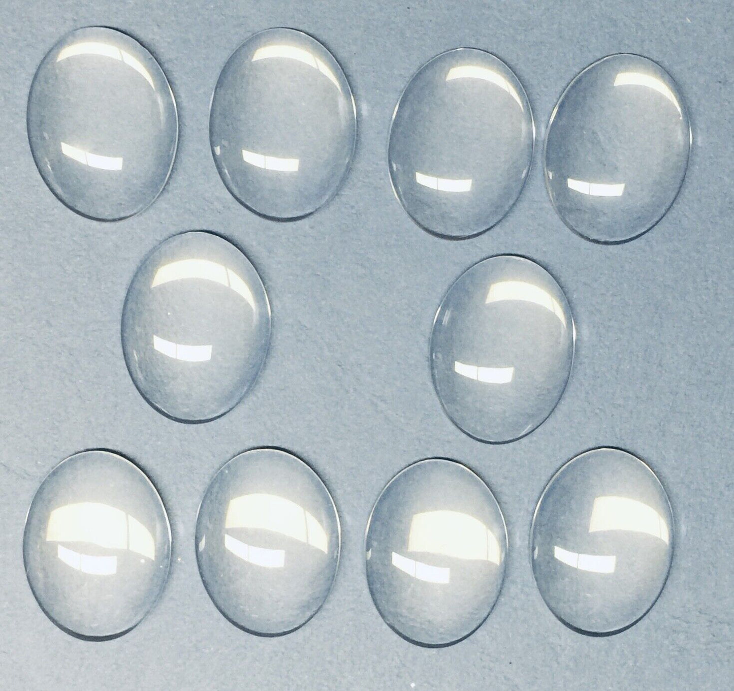 5x/10x/15x Clear Glass Flat Cabochon for Jewellery Making - Round, Heart or Oval