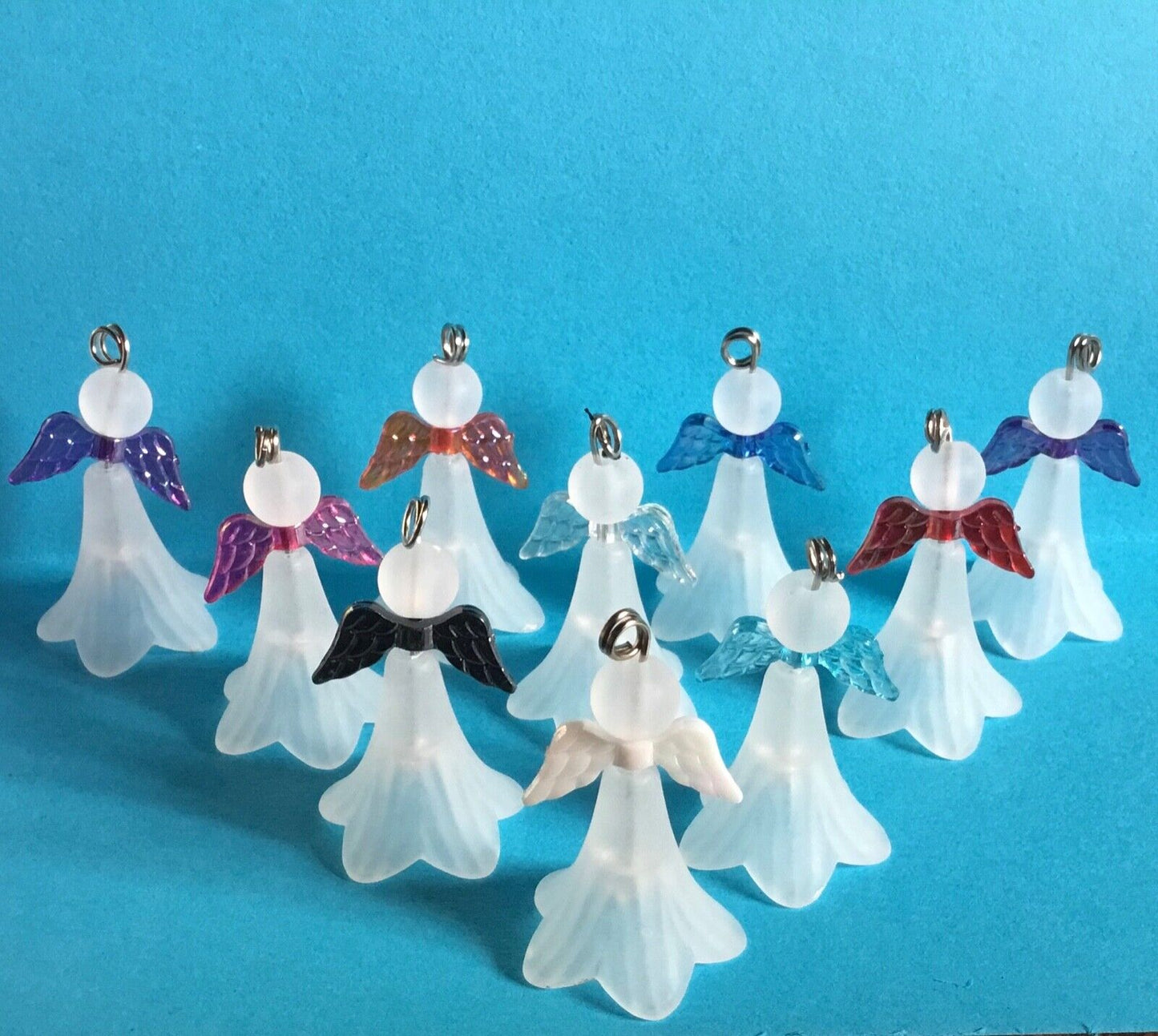 10pcs Make Your Own 40mm Tall Frosted White Guardian Angel Charm DIY Kit