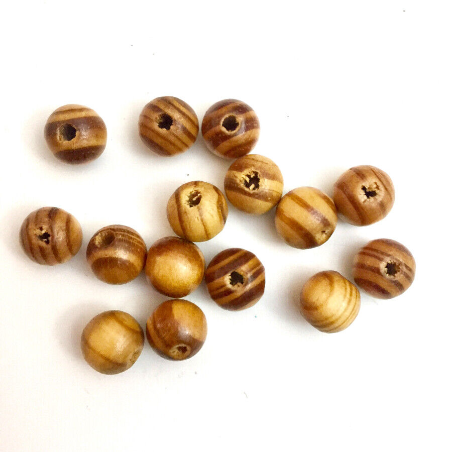 100x Round Wooden 8mm-10mm Beads - Choose Your Colour and Size