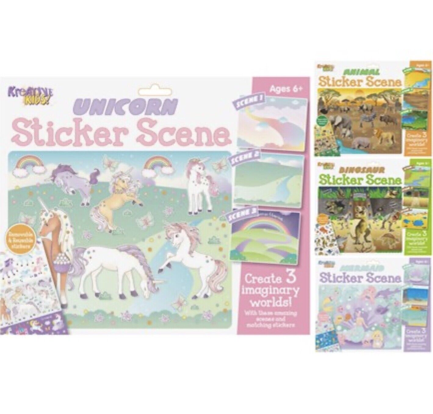 Create Your Own Sticker Scene (3x Scene per Pack) -Pick Between Unicorn, Mermaid