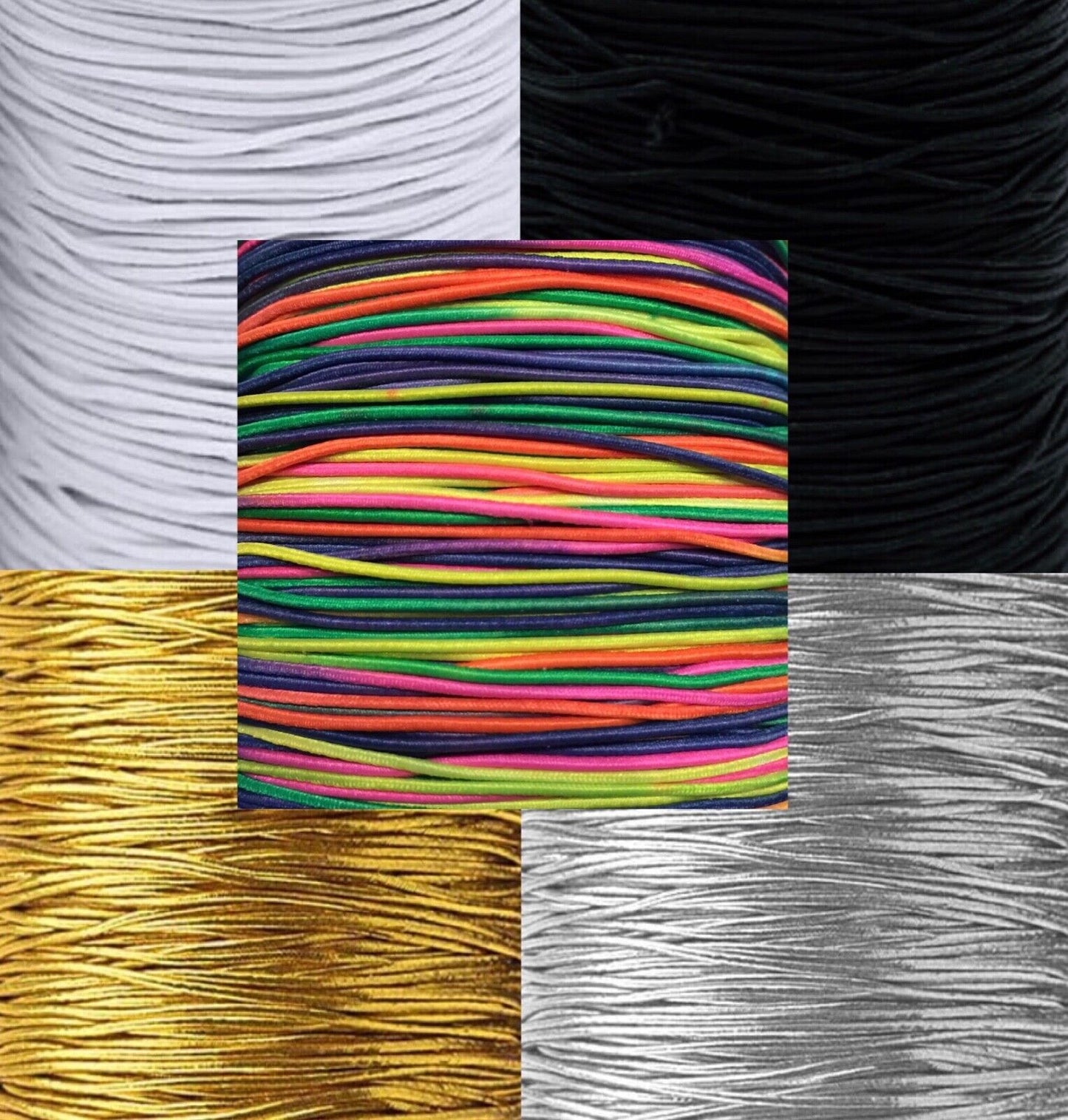 10x Yards 1mm Elastic Beading Crafting Cord - Pick your colour