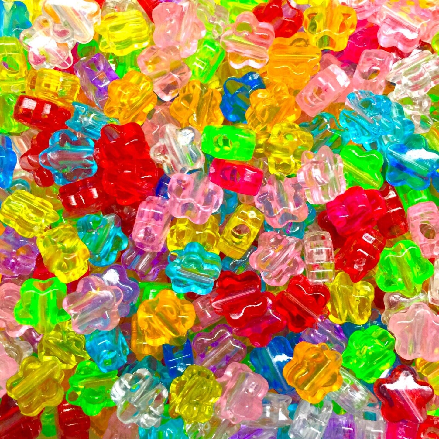 100x Large Hole Crystal Acrylic Multicolour Beads - Choose your Shape