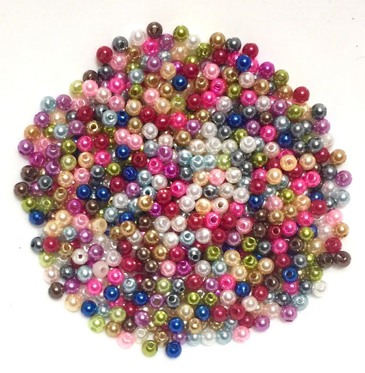 500x Acrylic 4mm Pearl Beads for Jewellery Making - Pick Your Colour