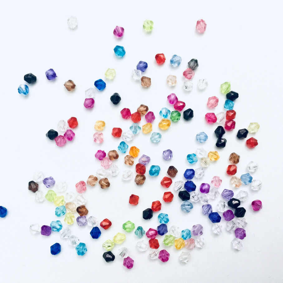 1000pcs Multi Colour Small 4mm Acrylic Bicone Beads
