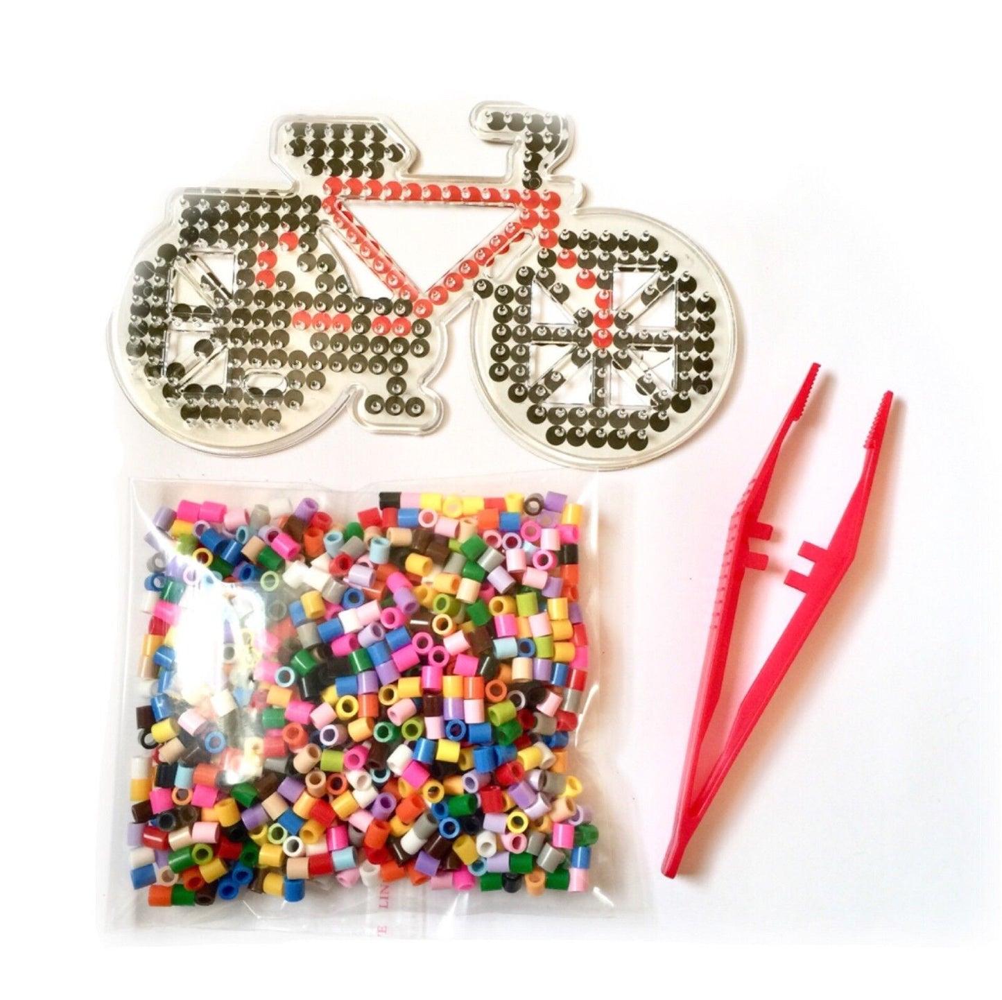 1x Set Mix Design Perler Peg Boards + 500x Multi Colour 5mm Iron On Fuse Beads A