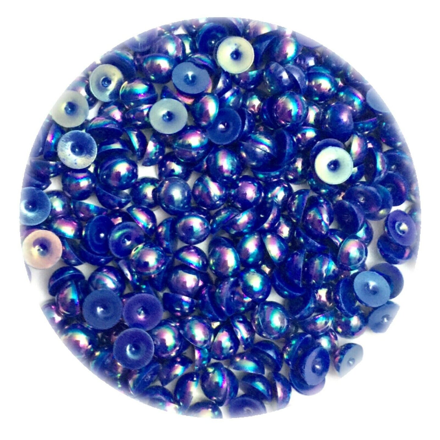 100x Half Pearl 10mm Flat-back Resin Beads - Choose Your Colour
